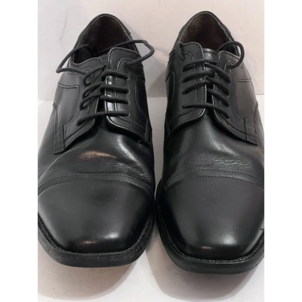 Johnston & Murphy Men's Dress Shoes Black Size 10M Lace Up Worn‎ Once Sheepskin